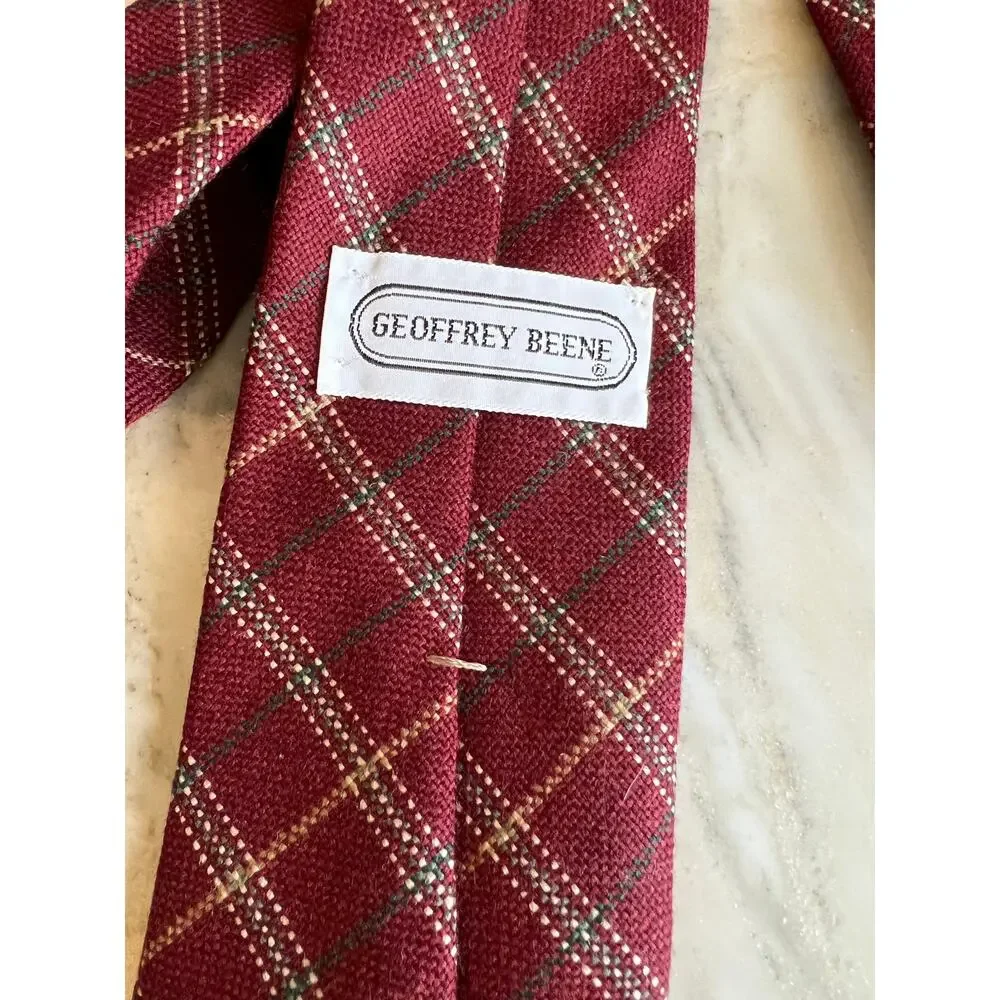 Vintage 80s Geoffrey Beene wool plaid tie